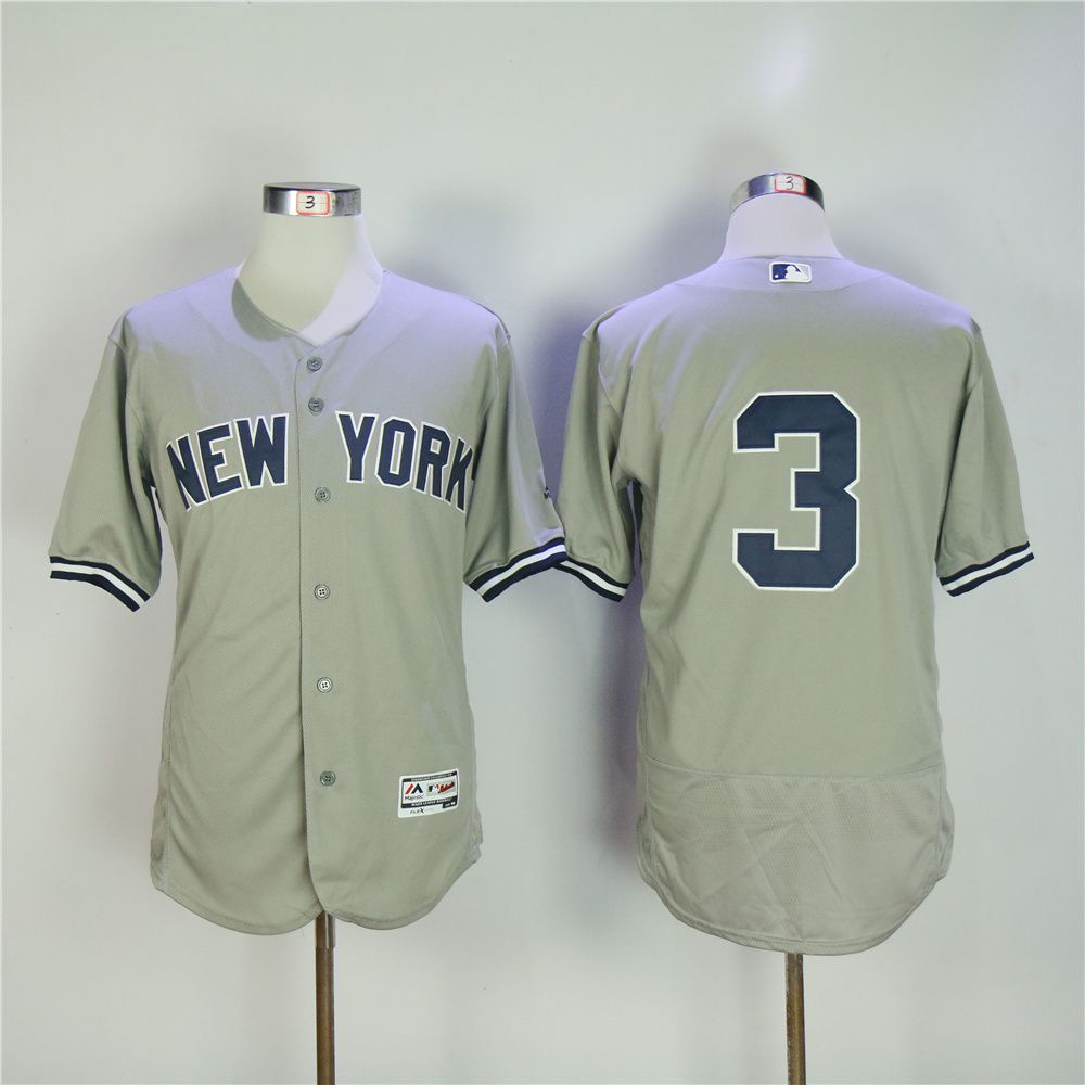 Men New York Yankees #3 No name Grey MLB Jerseys
